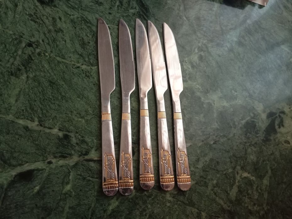 Цена за всё.Кухонные, столовые ножи сервировочные восточные золоченные