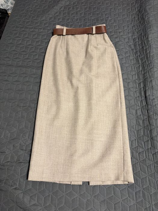 elegancka spódnica maxi rozpinana M+pasek