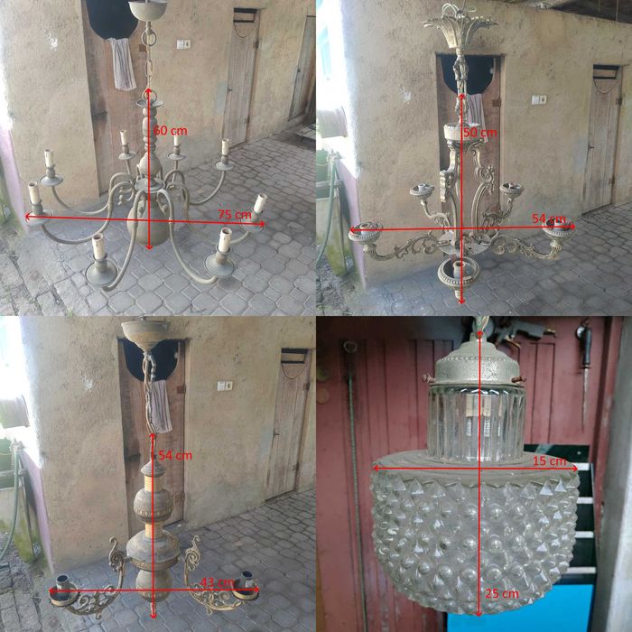 Candeeiro teto para restauro Antigos Vintage 4 un Velharias metalicos