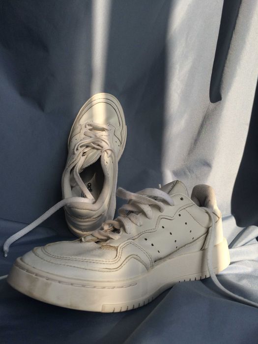 Adidas low white leather sneakers trampki sport 38.5 skóra