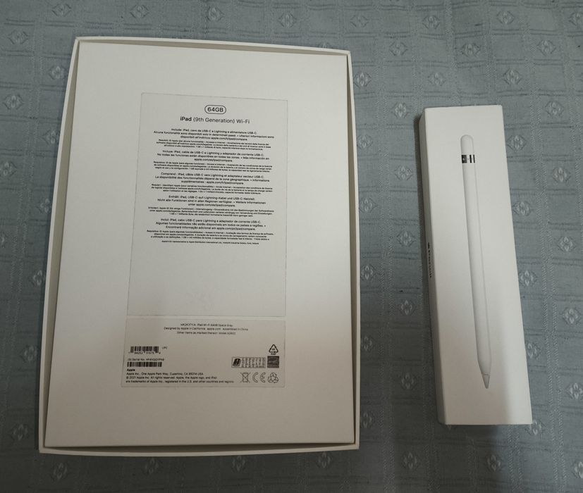 iPad 9ª Geração 64GB + Apple Pencil (original) + capa + caixas