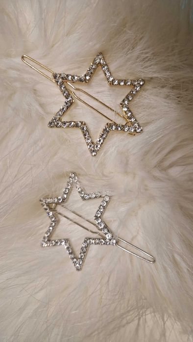 Заколка затискач для волосся зірка шестикутна зі стразами