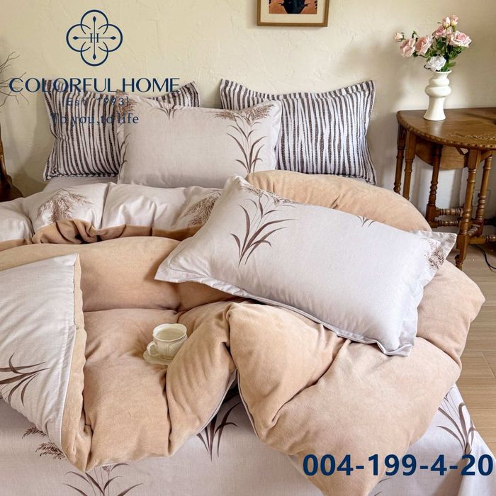 Постільний комплект 4 сезони "COLORFUL HOME""Фланель-Велюр" Євро розмір.