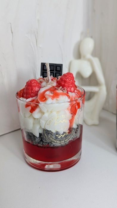 Декоративні соєві свічки-десерти | Малина, полуниця,шоколад