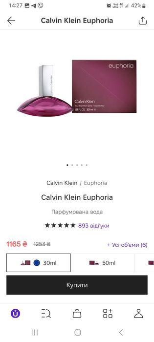 Парфумована вода euphoria Calvin Klein