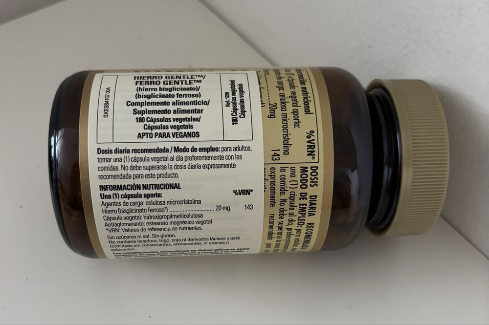 Suplemento natural Solgar - Gentle Iron 20 mg - 180 cápsulas vegetais