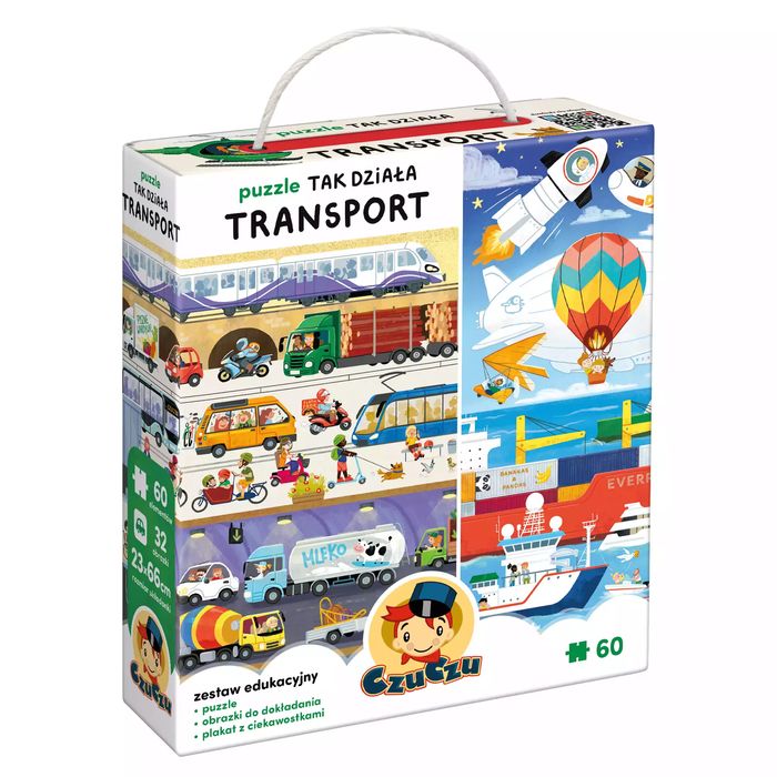Puzzle Tak działa transport CzuCzu. Bright Junior Media. Nowy Produkt