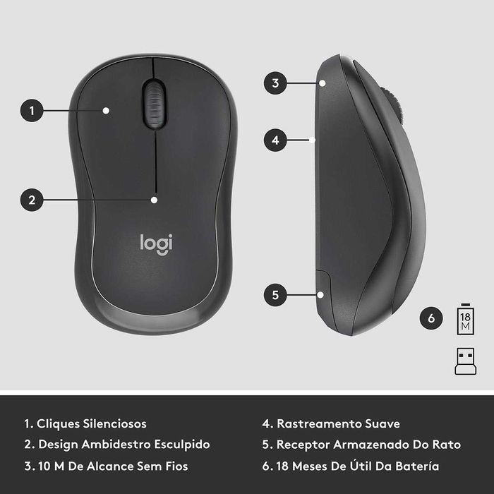 Teclado + Rato Logitech MK295 Silent Wireless Combo PT Graphite
