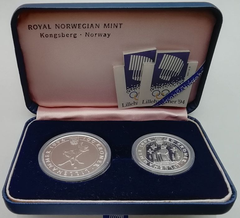Норвегія набір 50+100 крон 1991р. СРІБЛО. ПРУФ. Олімпійські ігри.