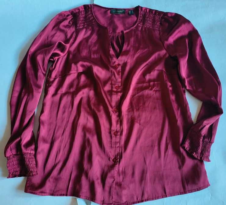 Nowa bordo satynowa bluzka Bonprix 40