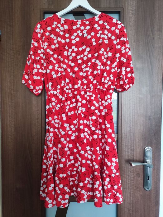Czerwona letnia sukienka w kwiaty Shein XL 42