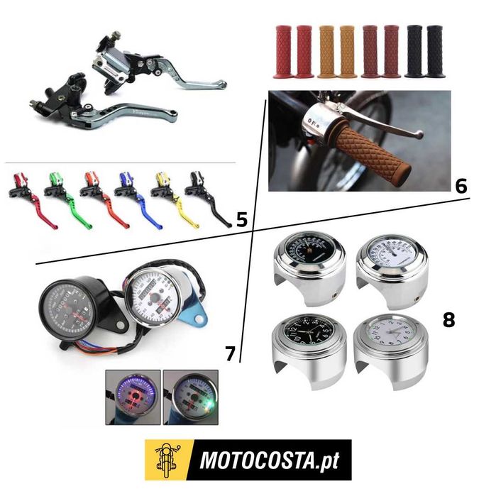 Guiadores e Punhos Moto - Cafe Racer, Chopper, Bobber - MOTOCOSTA