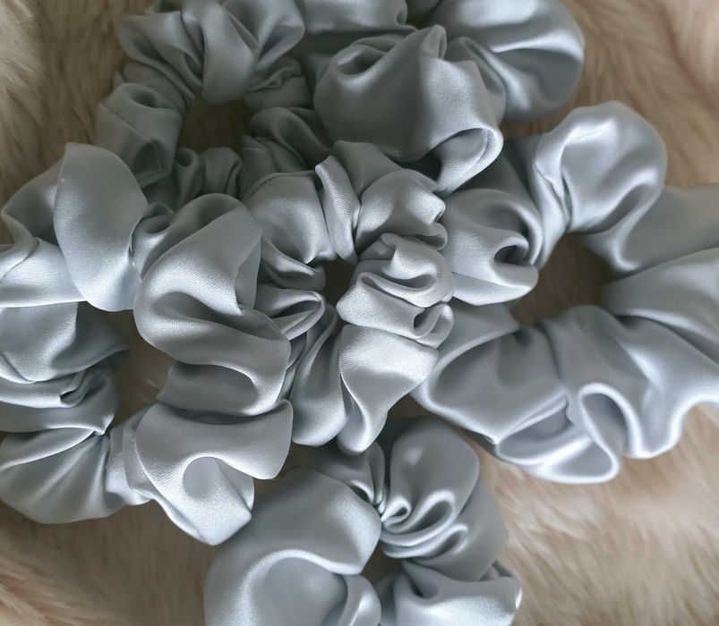 Eko Gumka Zawijka Scrunchie Srebrna Handmade