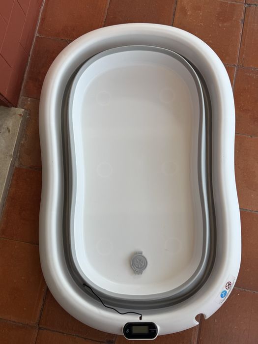 Banheira de bebé dobrável com termómetro + Almofada/Redutor