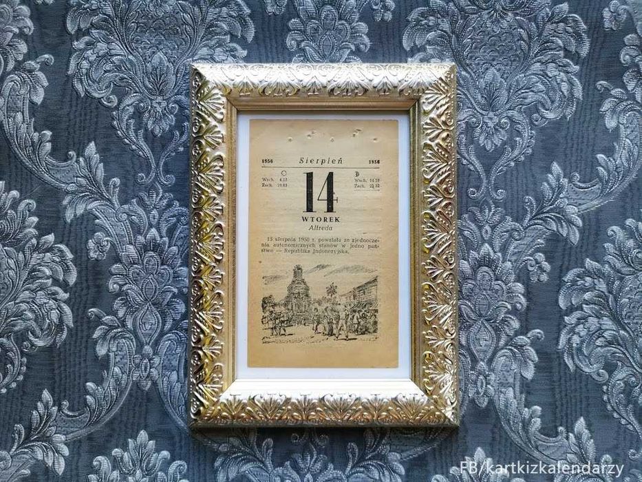 Kartka z kalendarza 1956 - oryginał z epoki - prezent na 70 urodziny