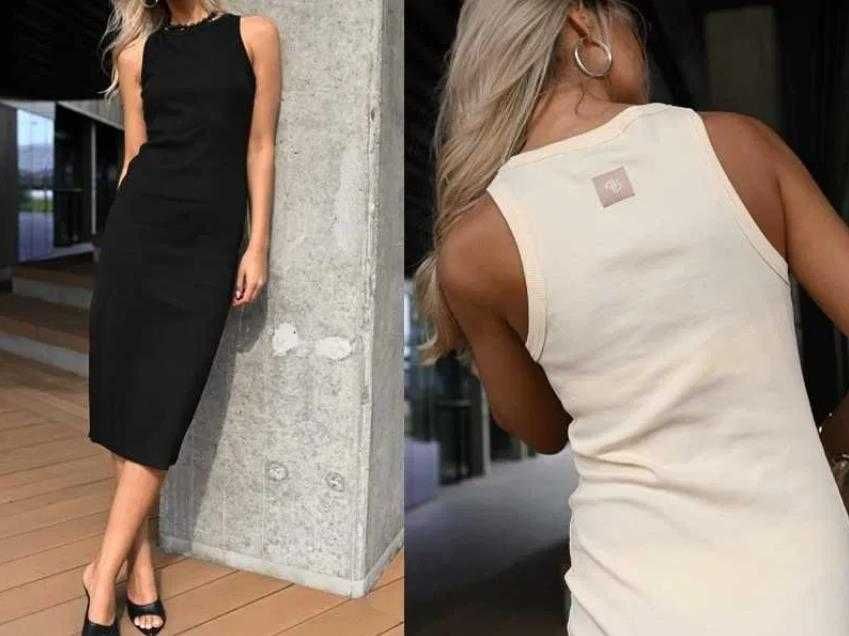 Project Runway lemonada sukienka prążek midi z rozporkiem