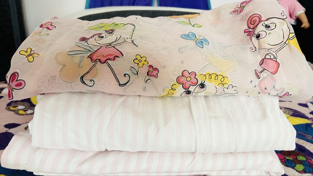 Zasłonki 2 szt Ikea, firanka 1 szt dla dziewczynki