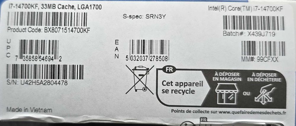 Procesor Intel Core i7 14700KF LGA1700 jak NOWY GWARANCJA