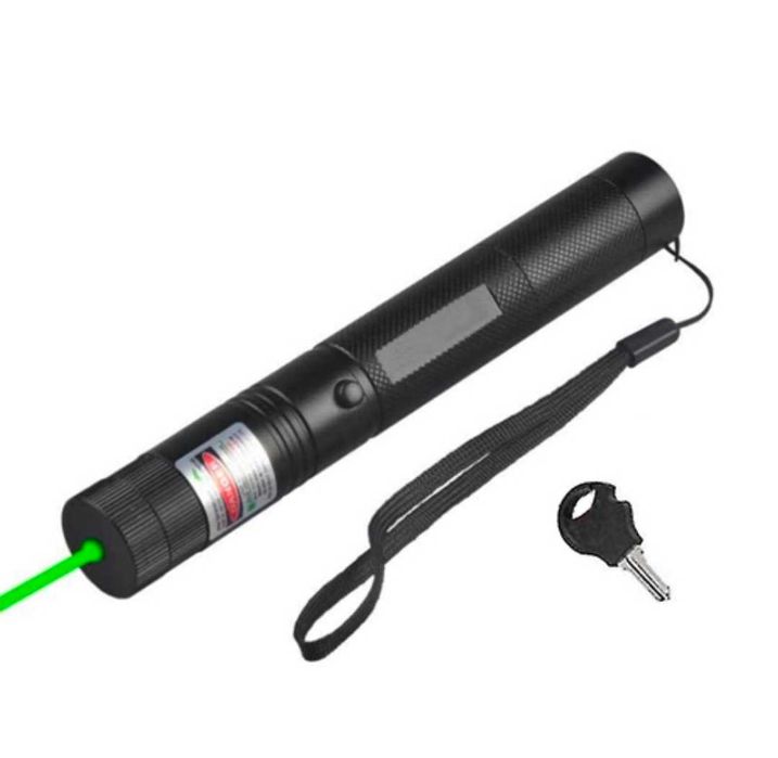 Лазер зелений 100мВт 532нМ, лазерна указка Laser 303 з блокуванням, насадка