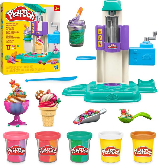 Ігровий набір Play-Doh Rainbow Swirl Ice Cream Playset Райдужне морозиво G0028