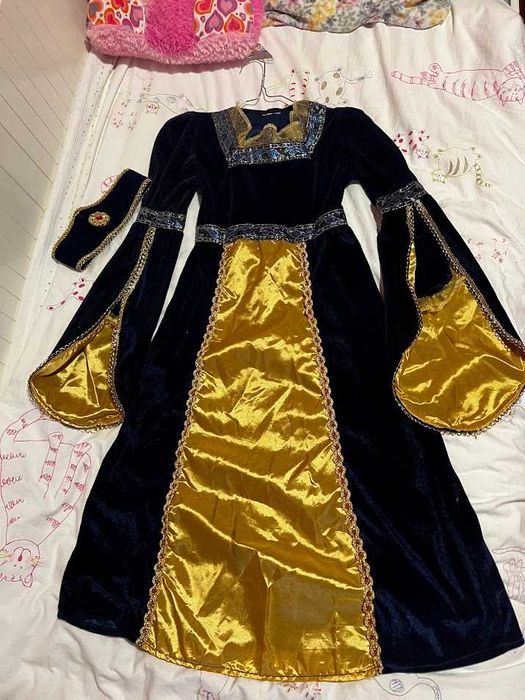 Disfarce de donzela da Idade Média 8 anos / 128 cm