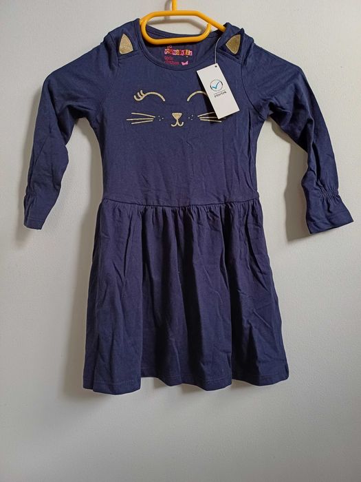 Sukienka dziewczęca na długi rękaw r. 98/104