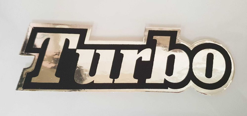 Antigo Autocolante Metalizado ~ "TURBO" ~ Vintage Anos 80 ~ (Renault 5 GT Turbo?)