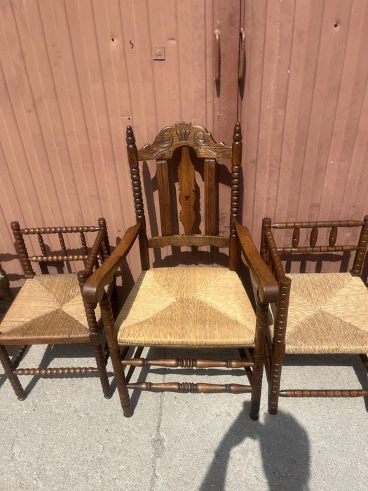 Krzesła tkackie narożne dębowe lite drewno