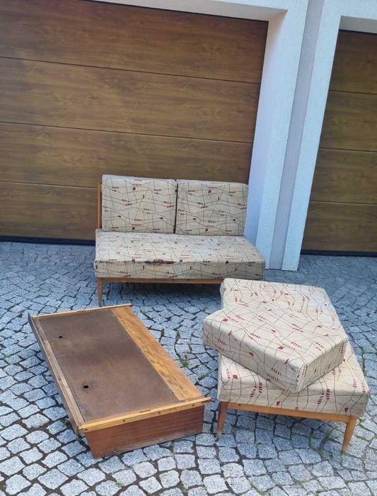 Sofa modułowa rogówka Design PRL lata 60 Polska do renowacji