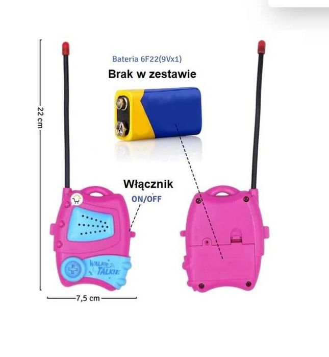 Walkie Talkies Dziecięcy Komunikator do 5m  WT103