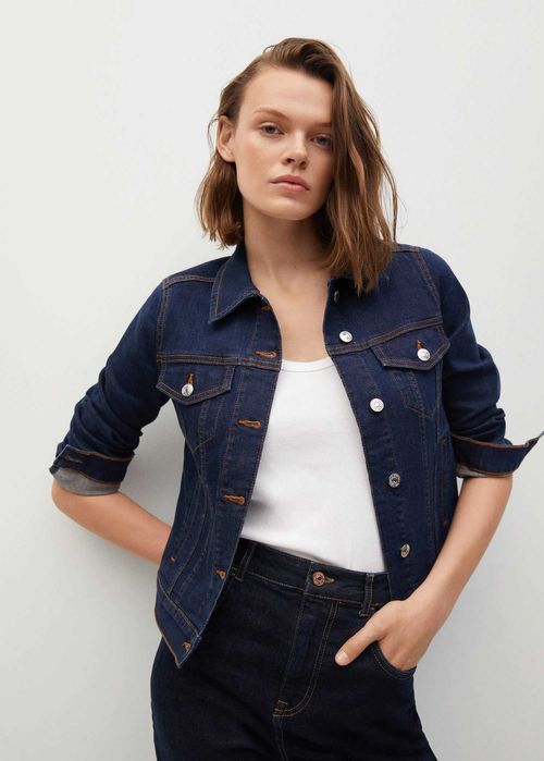 Джинсовая куртка джинсовка темно-синяя Mango