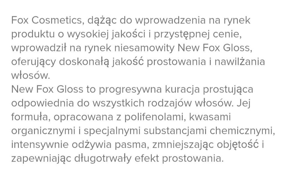 Keratyna Mocna brazylijska Oryginalna Fox gloss 100 ml