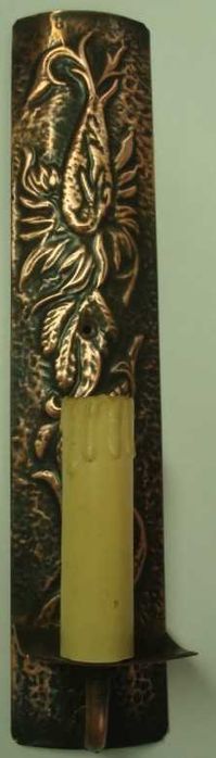 Antyczna lampa kinkiet miedź, miedziana, II połowa XX w.