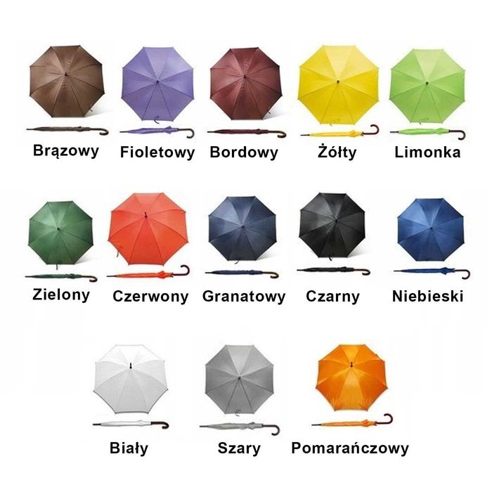 Reklamowy PARASOL z twoim nadrukiem LOGO - Drewniana rączka