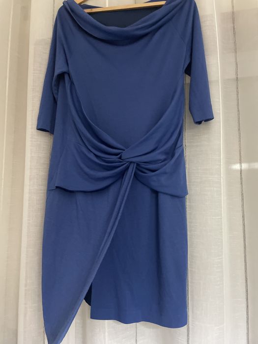 Vestido azul em algodão laço