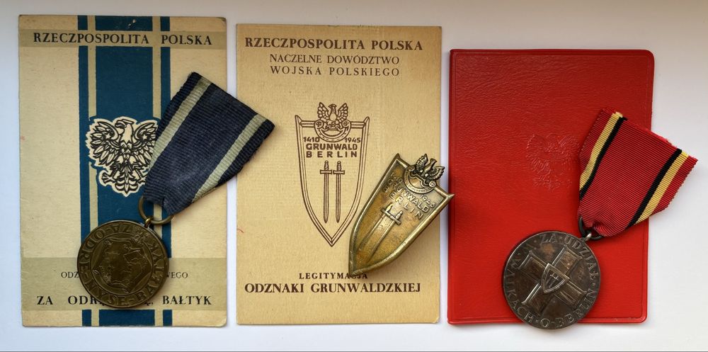 Zestaw odra nysa odznaka grunwaldzka berlin Legitymacje odznaka odznaczenia