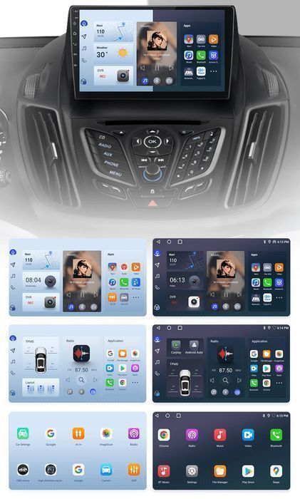Ford Escape Kuga 2 C-MAX 2013-2016 – Radio Android 15 9" CarPlay Android Auto GPS Nawigacja Stacja Multimedialna WiFi Bluetooth PL 1GB/32GB