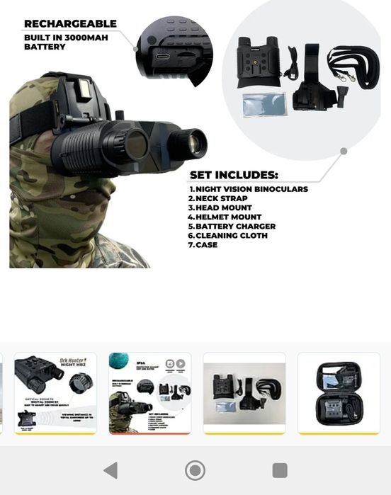 Прилад нічного бачення тактичний для ЗСУ до 400м пнв orkhunter night h