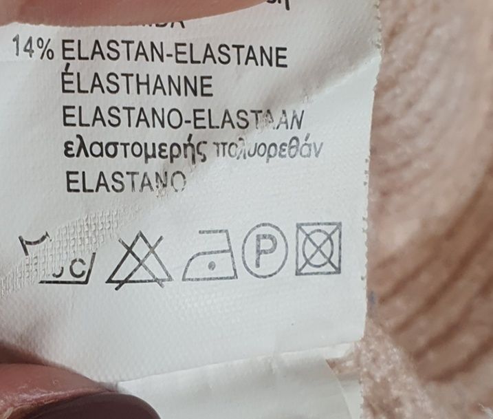 Sweter prążkowany z kapturem pudrowy róż L / XL