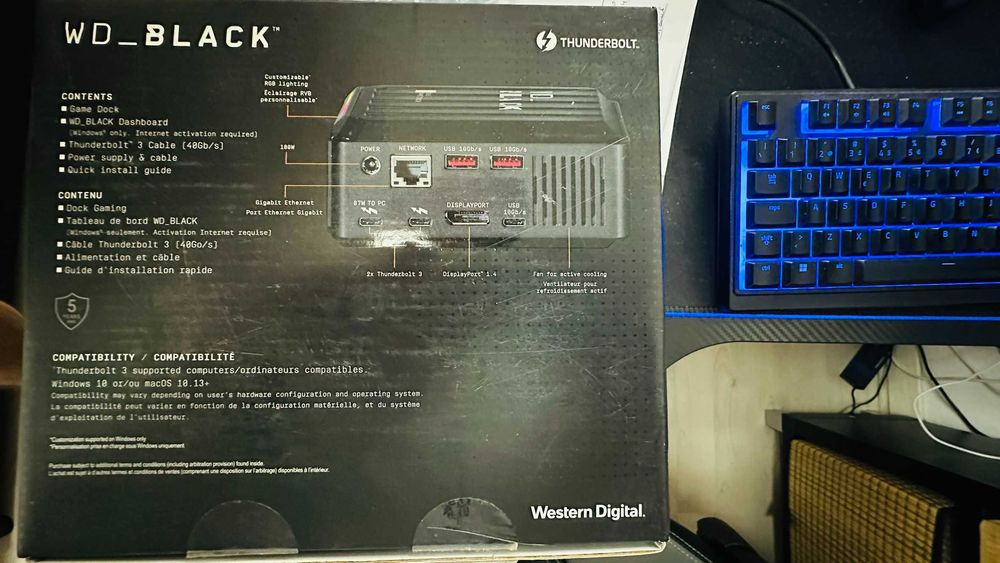 Docking station WD D50 Thunderbolt, modelo topo gama de alta performance. Sem disco