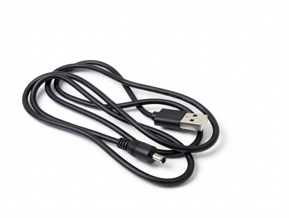 N188 Kabel Zasilający USB Na Wtyk Okrągły DC Przewód Zasilacza Czarny 1m Do Routera Modemu Latarki Zabawki Ładowarka Uniwersalny