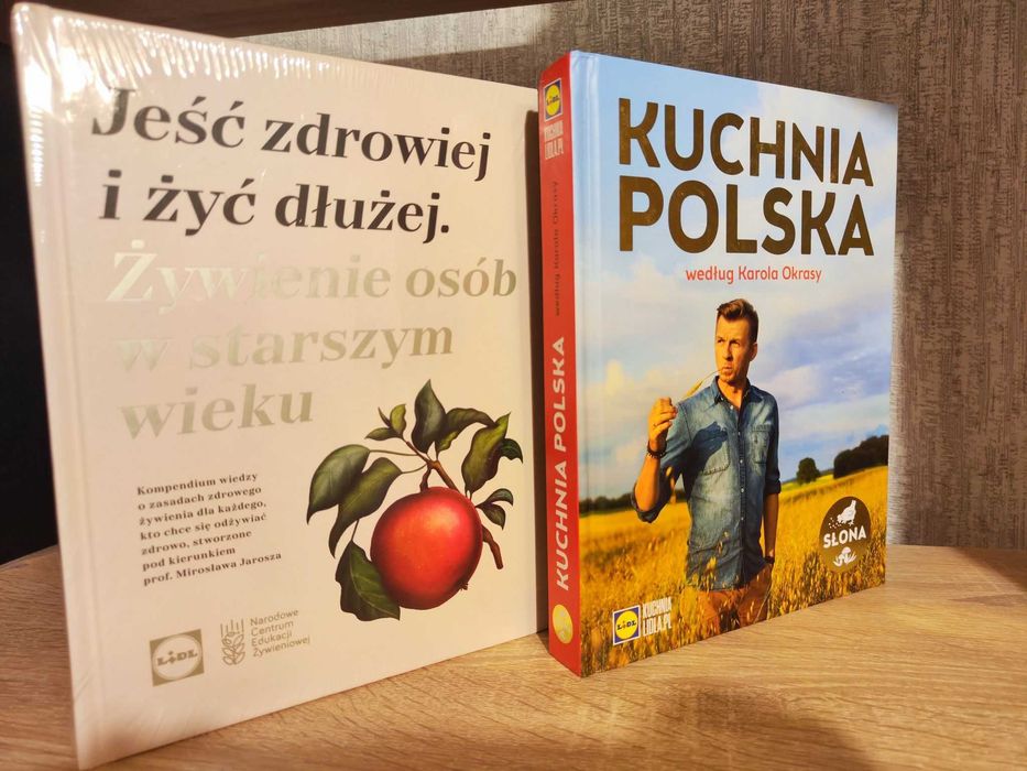 Książki "Jeść zdrowiej i żyć dłużej", "Kuchnia polska wg K. Okrasy"