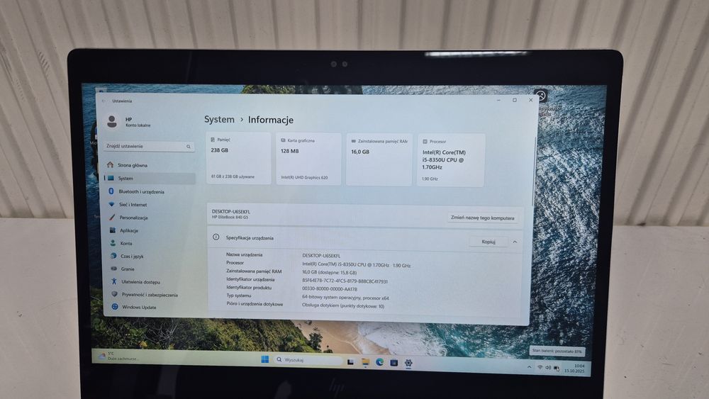 HP Elitebook 840 G5 14TOUCH/i5-8350u/16GB/256SSD/WIN11