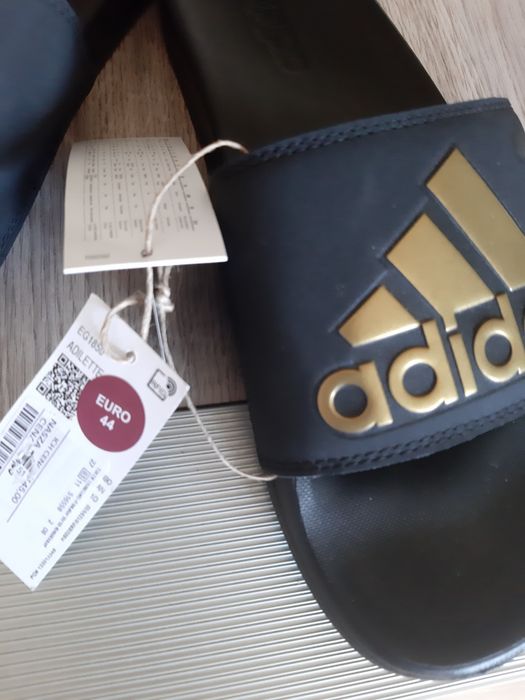 Klapki Adidas 44 czarne złote litery kolekcja limited tkmaxx męskie kl