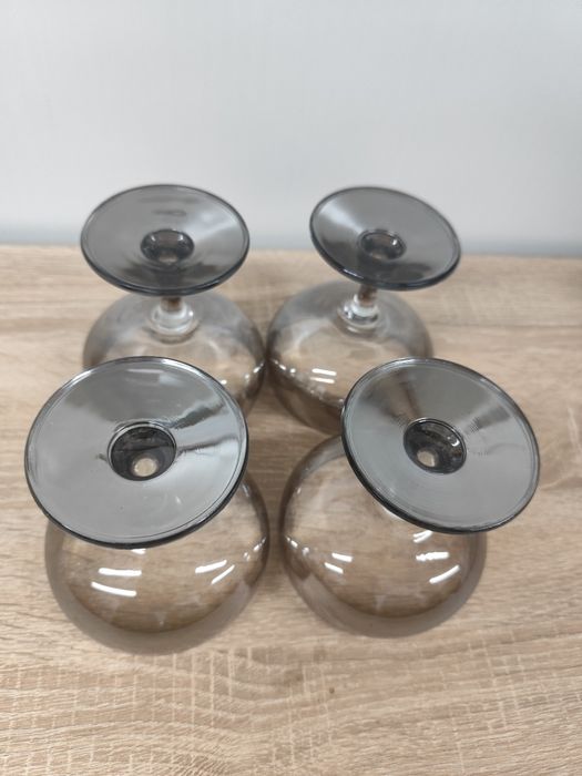 Kieliszki do szampana lustrzane dymione srebrem Vintage 4 sztuki