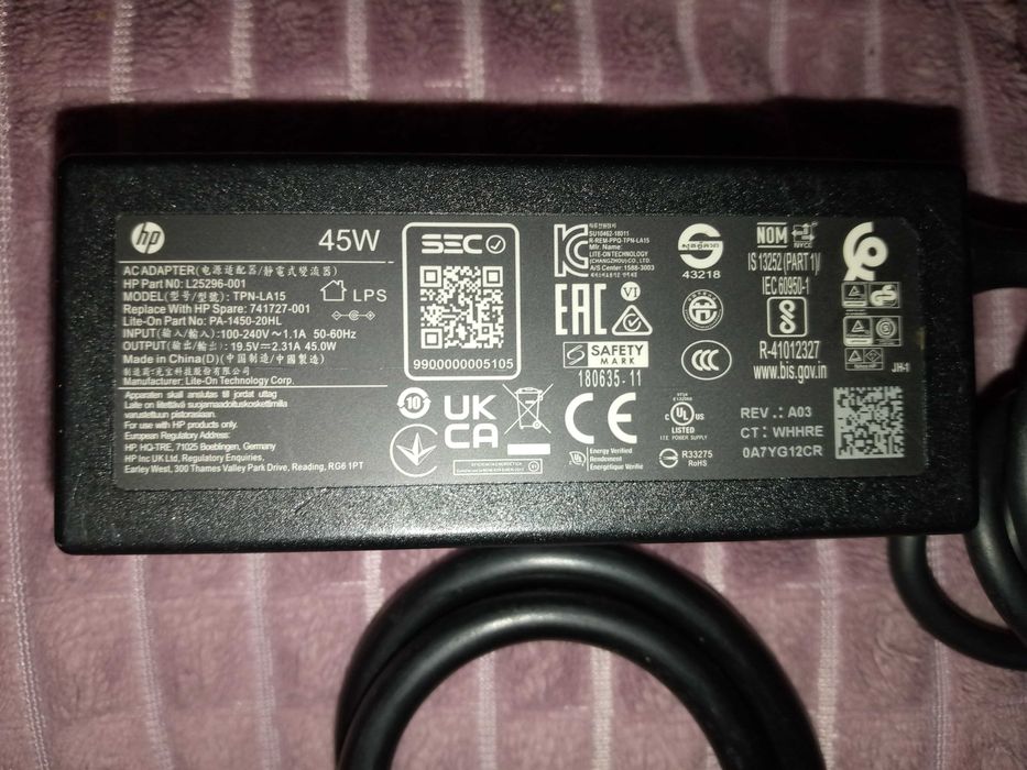 Зарядное устройство для ноутбука HP, TPN-LA15, 45W ОРИГИНАЛ