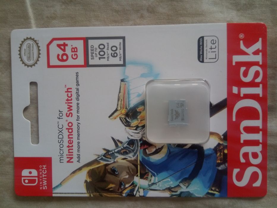 Cartão de memória switch 64 gb zelda NOVO