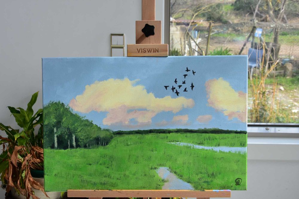 Quadro - Pintura a Acrílico Original "Prados de Migração"