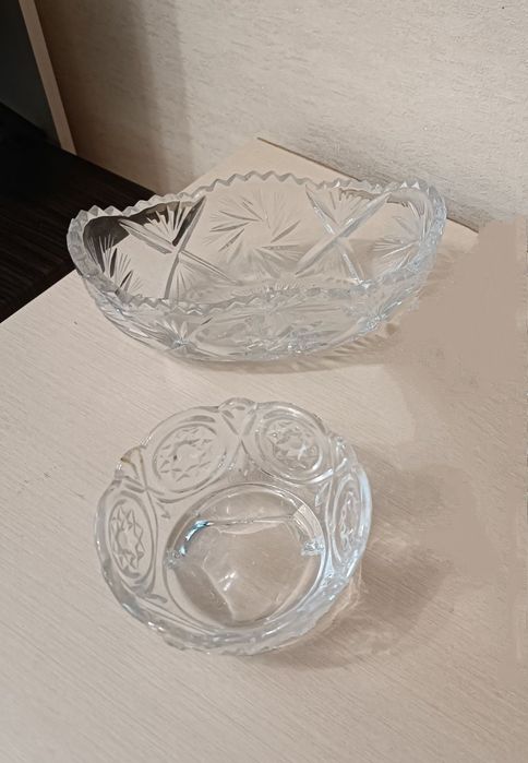 Хрустальные ладья, салатник, пиалка