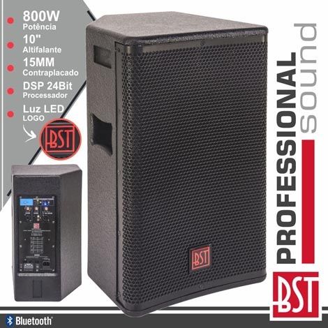 Coluna Amplificada PRO 10″ 800W 4 MODOS BT 15MM MDF – BST
